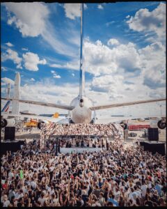 Under the wings of the largest aircraft ever built the A380 stage turns an icon of engineering